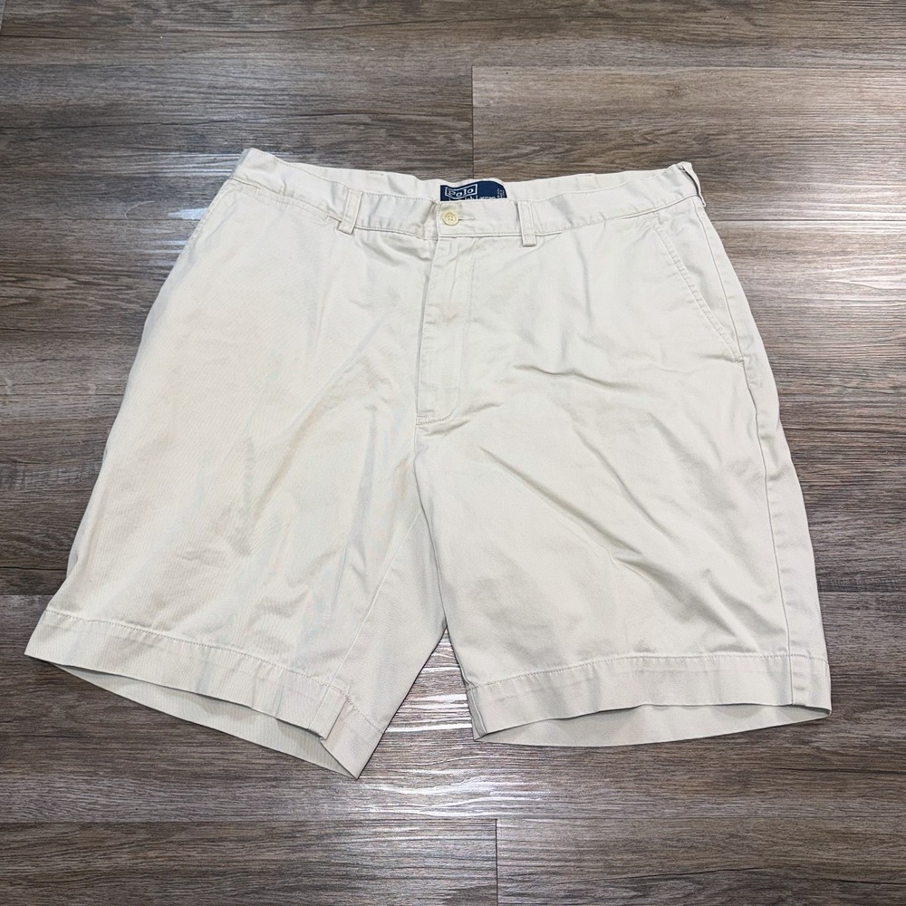 Polo Ralph Lauren Prospect Chino Shorts Mens 36 Khaki Beige Flat-Front Design